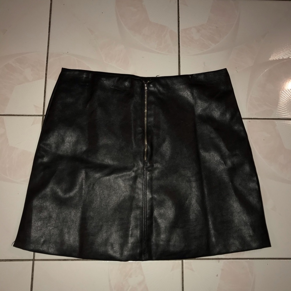 Mini Black Leather Skirt